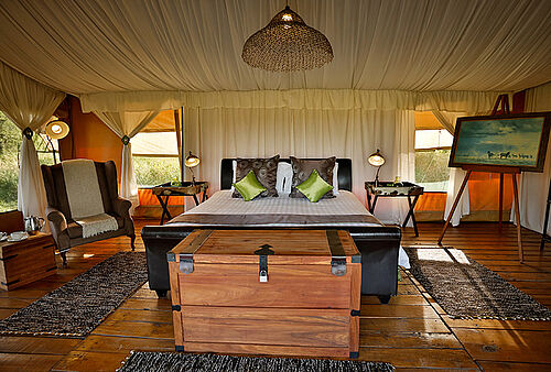 Gäste-Zelt im Ewanjan Tented Camp in der Serengeti
