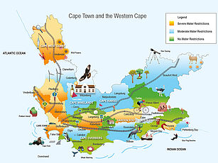 Karte zur Wasserknappheit in Kapstadt/Südafrika