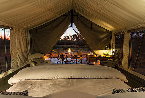 Zelt im Machaba Camp im Okavango Delta in Botswana