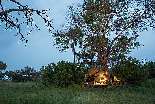 Gomoti Plains Camp im Okavango Delta in Botswana