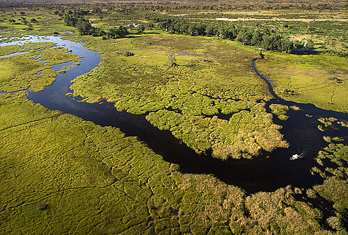 Flug über das Okavango Delta in Botswana