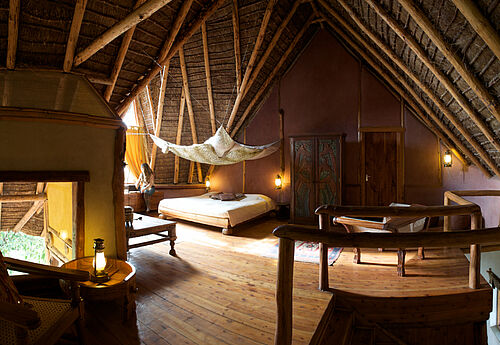 Die Cottages in der Campi ya Kanzi Lodge im Tasvo West Nationalpark in Kenia