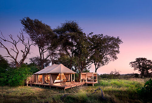 Nxabega Tented Camp im Okavango Delta in Botswana