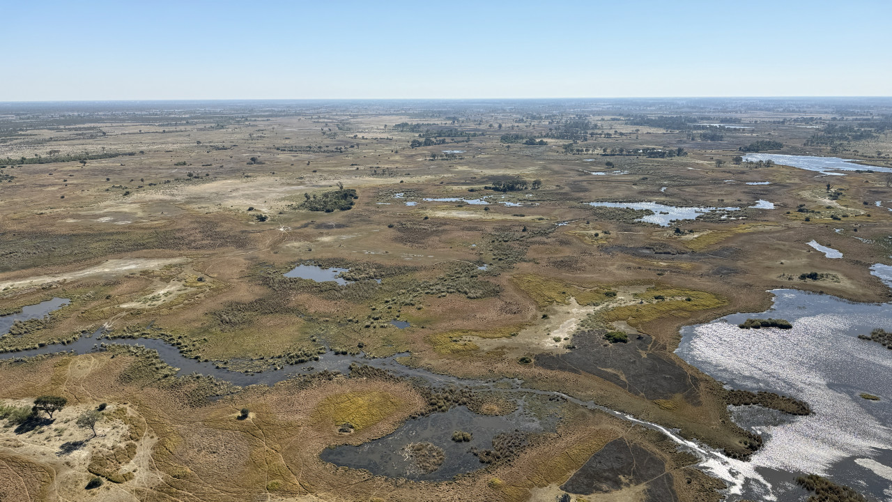 Blick bei Flugsafari auf das Okavango Delta, Botswana