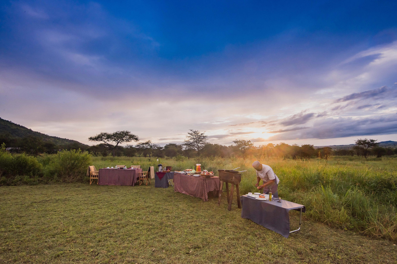 Bush-Breakfast vor spannenden Tierbeobachtungen