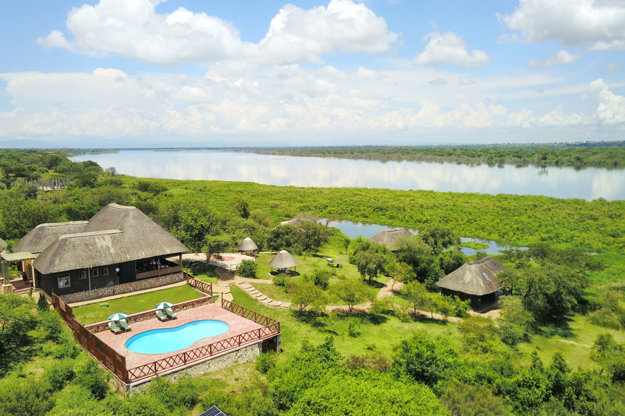 Safari Lodge mit einen malerischer Aussicht auf den Nil