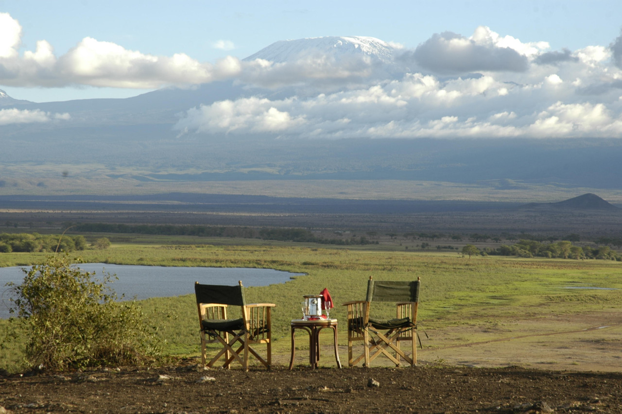 Lodge mit Blick auf den Kilimanjaro
