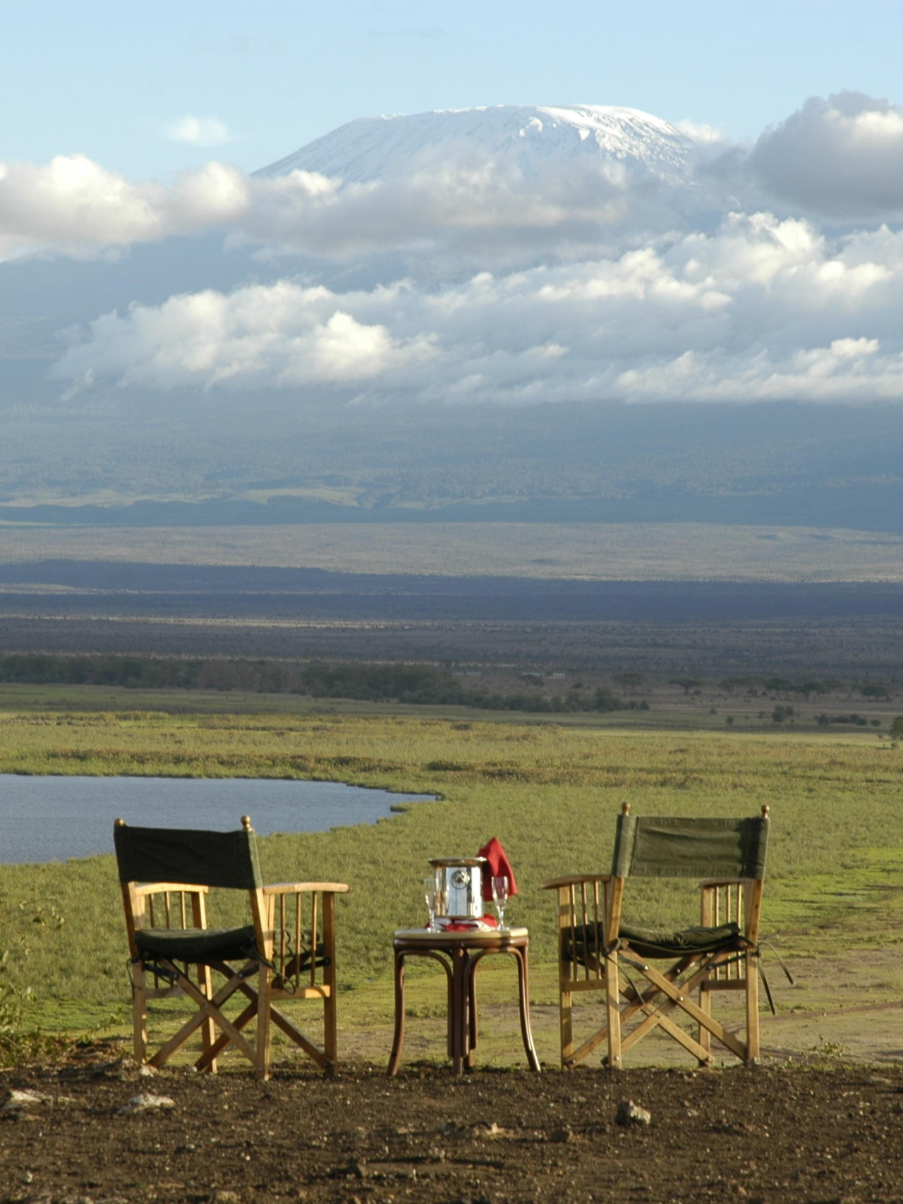 Lodge mit Blick auf den Kilimanjaro