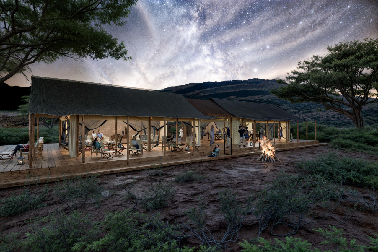 Camp mit dramatischen Aussichten und endlosem Himmel