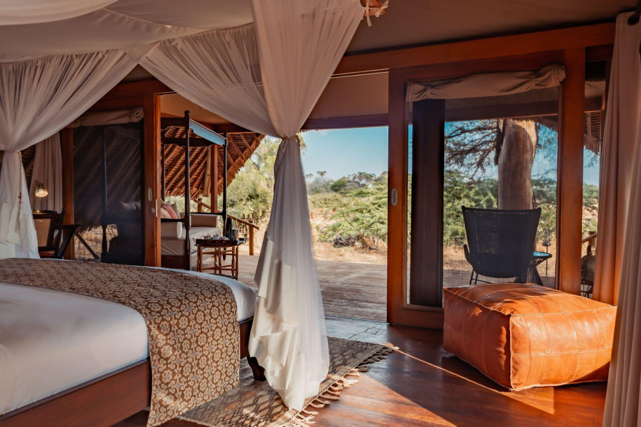 Herrllicher Blick vom Zimmer und der Veranda in die Wildnis