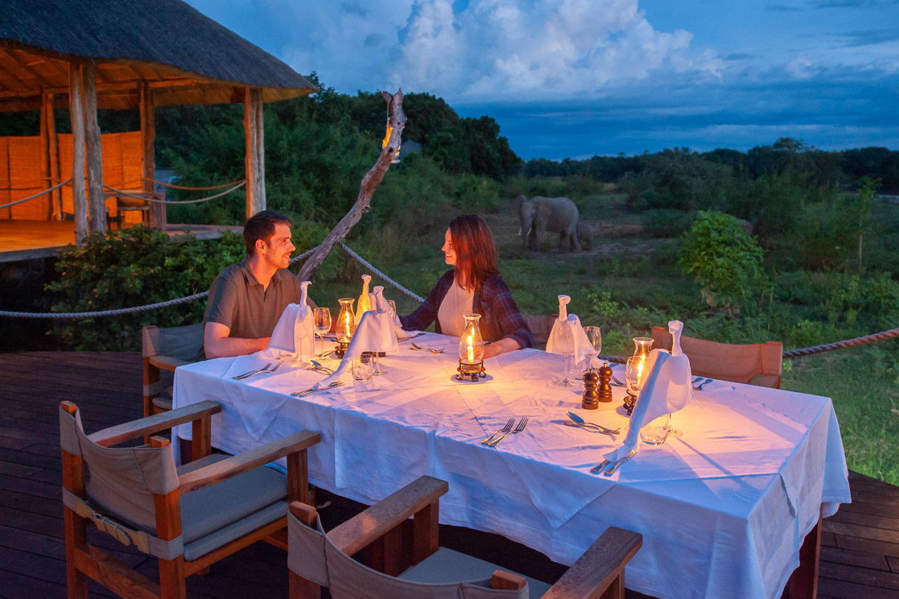 Privates Dinner mit Elefantenbesuch
