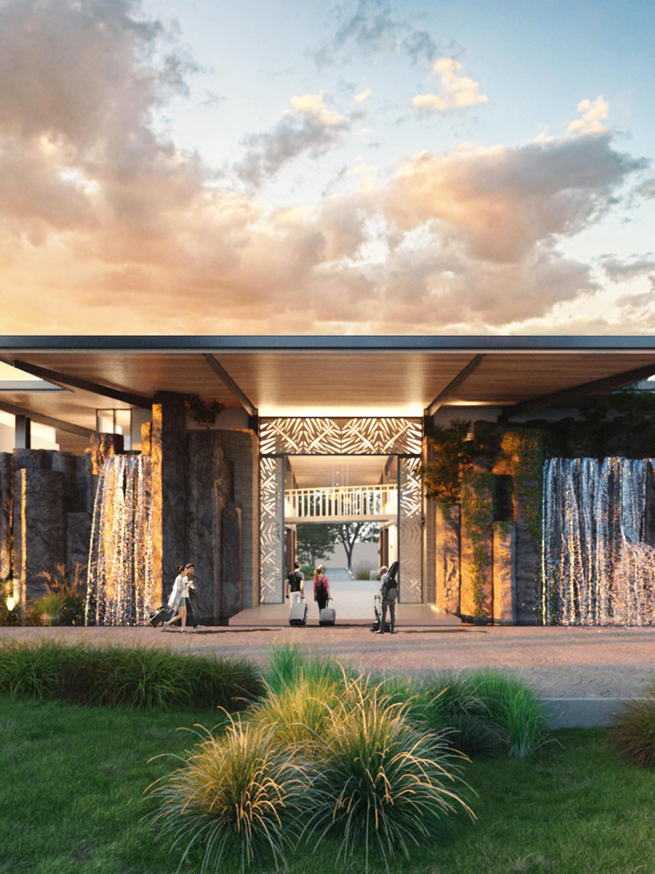 Elegante Lodge im Wasserfall-Design