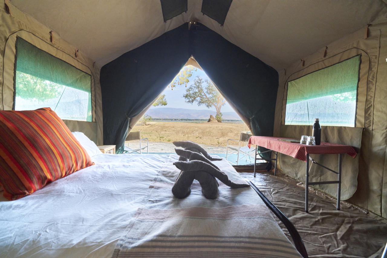 Herrlicher Blick vom Bett zum Sambesi Fluss